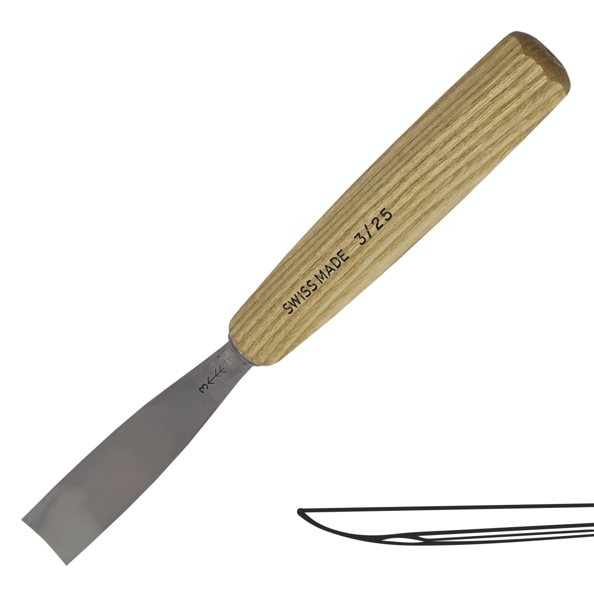 Gubia Pfeil 3 Semi Plana 25 mm de ancho para Tallado de Madera 0