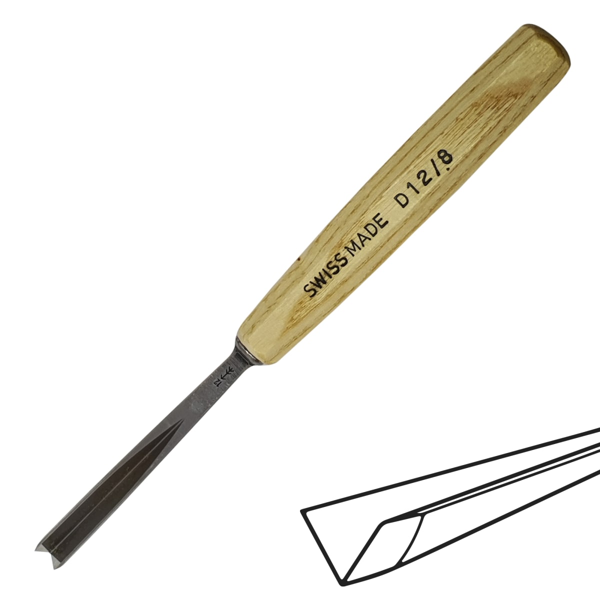 Gubia Nº D12 de 8 mm. Partidor en 60º 0