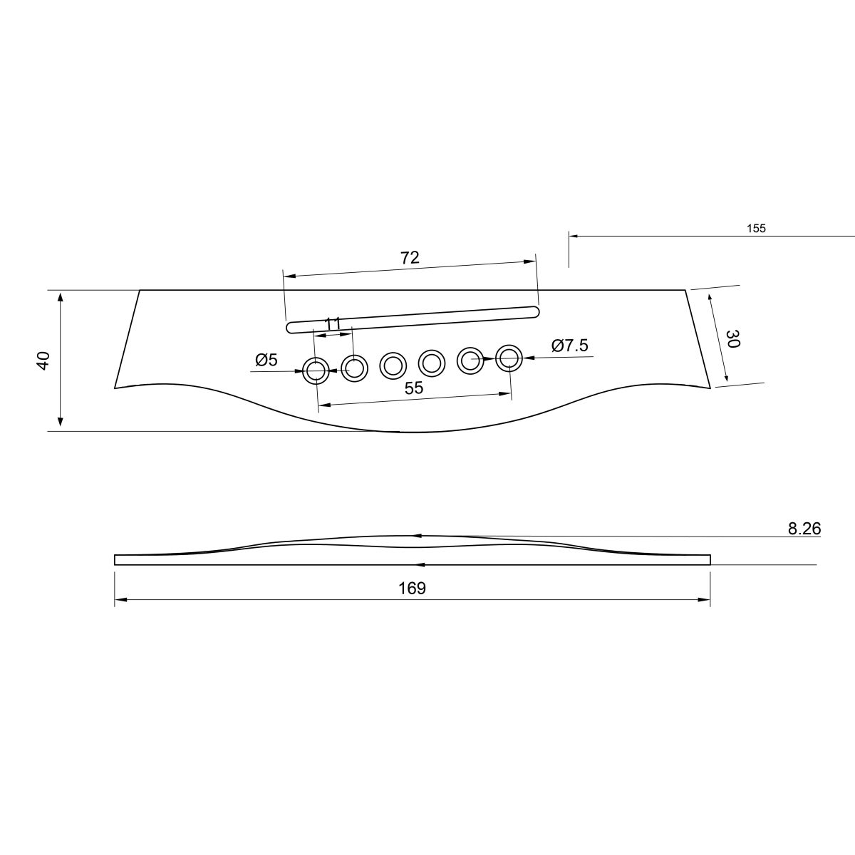 Puente de Indian Rosewood Tipo Ibanez. Mod: 23