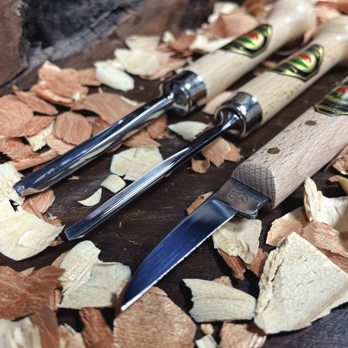 Set de 2 Gubias y 1 Cuchillo Two Cherries 3450 SB para Xilografia2