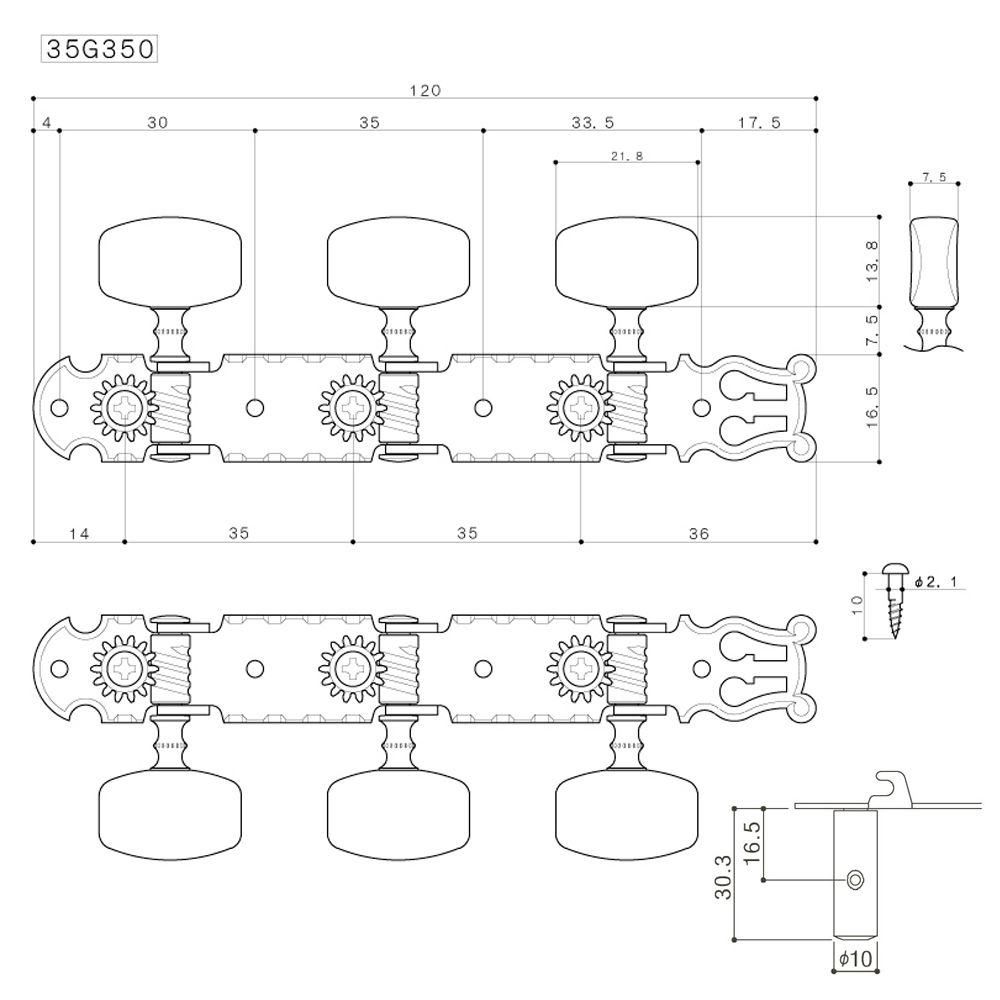 Clavijero Guitarra Clásica Gotoh 3L+3R Nickel 35G4507