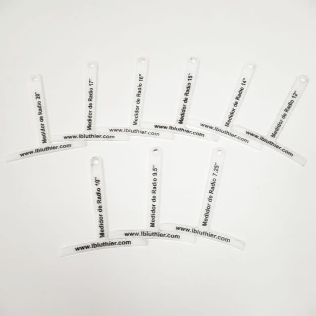 Medidor Acrilico de Radio. 9 pcs, de 65mm de ancho Color Blanco3