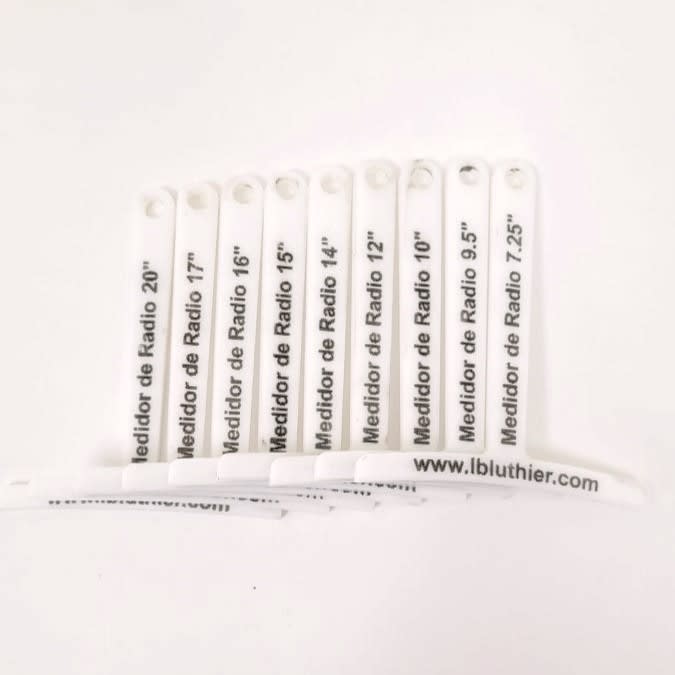 Medidor Acrilico de Radio. 9 pcs, de 65mm de ancho Color Blanco2