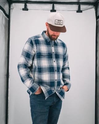CAMISA GUIDE FLANNEL LS SHIRT NAVY/WHITE DIMNSL BUFFALO