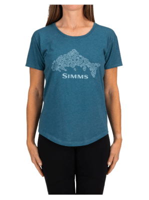 POLERA WMS FLORAL TROUT T-SHIRT STEEL BLUE HEATHER