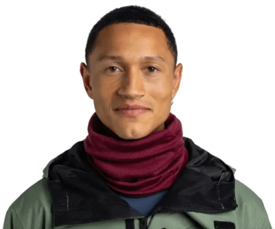 BANDANA HEAVYWEIGHT MERINO WOOL NECKWARMER SOLID TIBETAN RED