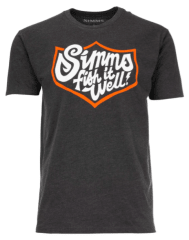 POLERA FISH IT WELL BADGE CHARCOAL HEATHER