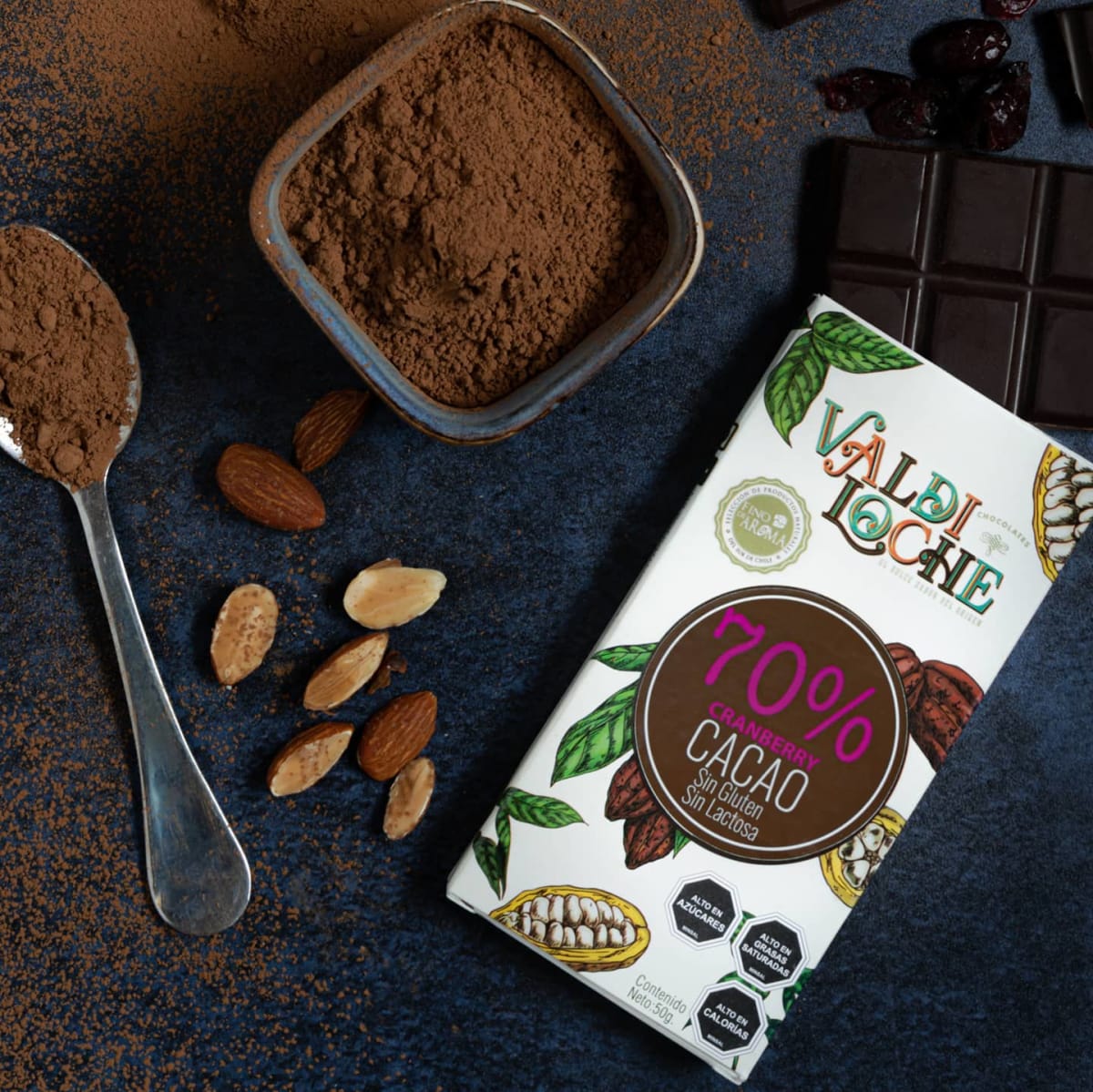 70% sin azúcar maqui Chocolate negro Colombia- Ecuador 70% cacao sin azúcar y cereal de maqui (País1