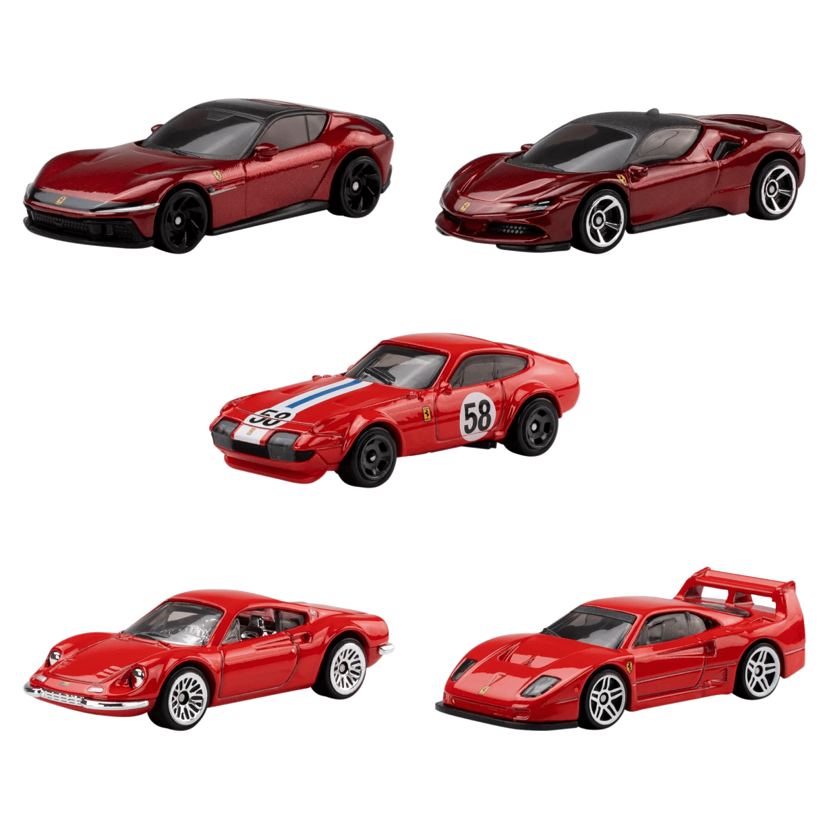 PACK DE 5 AUTOS HOT WHEELS FERRARI2