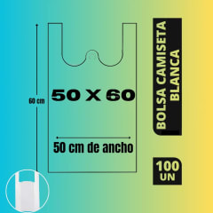 BOLSAS CAMISETAS BLANCA 50x60 (100 U)