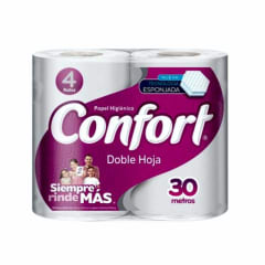 PAPEL HIGIENICO CONFORT 30 MTS X 4