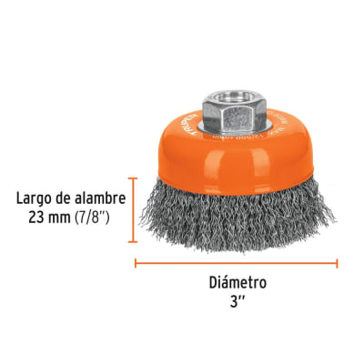 ESCOBILLA TRUPER DE COPA DIAM 3' P/ESMERIL FINA 14MM #CO-508M1
