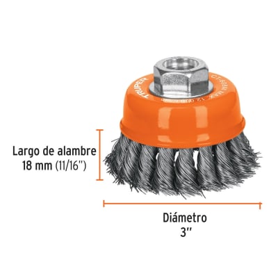 ESCOBILLA TRUPER DE COPA DIAM 3' P/ESMERIL TREN. FINA 14 MM #CT-608M1