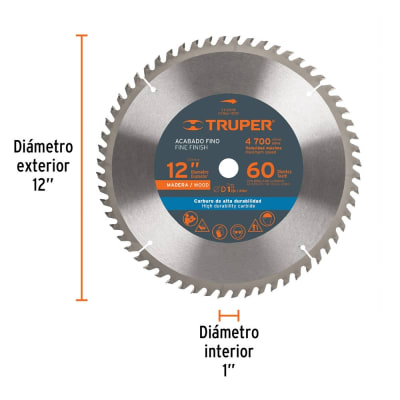 SIERRA CIRCULAR TRUPER P/MADERA 12' X 60 DTS. #ST-1260E1