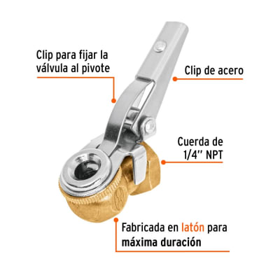 INFLADOR TRUPER D/LATÓN SENCILLO CON CLIP # BOCH1