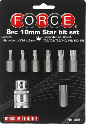 JGO. PUNTAS TORX T20-T55 FORCE CON DADO TOMA1