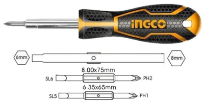 ATORNILLADOR INGCO JGO.6 PIEZAS PTA. INTERCAMBIABLE # AKISD06081