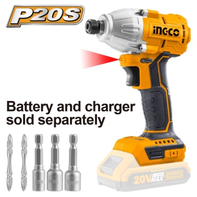 ATORNILLADOR /TALADRO IMPACTO 20V INLAMB. S/BAT. S/CARGADOR INGCO#CIRLI200301