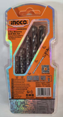 BROCA INGCO P/CONCRETO JGO. 5 PZS 4,0 A 10,0 MM # AKDB30552
