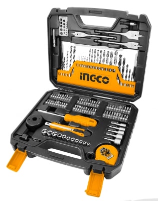 CAJA CON BROCAS Y DADOS, MAS ACCESORIOS MARCA INGCO CON UN TOTAL DE 118 PIEZAS #HKTACO 111821