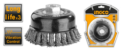 ESCOBILLA INGCO DE ALAMBRE GRUESO RUEDA ANGULAR 100 MM # WB210051
