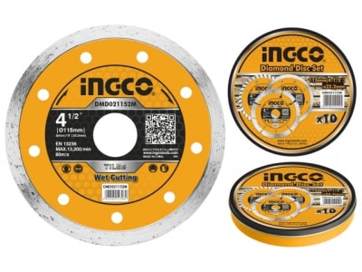 DISCO CONTINUO INGCO TURBO CERÁMICA JGO.10 PZAS 4 1/2 X 22.2MM # DMD021152M1