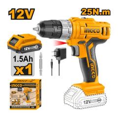 TALADRO ATORNILLADOR INGCO INALÁMBRICO 12V - C/1 BAT.Y 1 CARGADOR #CDLI1221 (C) (OF)1