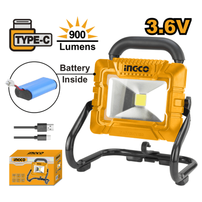 LAMPARA INGCO PORTATIL 3,6V C/BATERÍA Y CABLE USB #HRLF44151