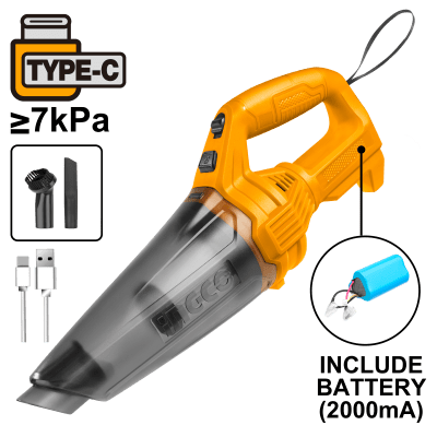 ASPIRADORA INGCO INALÁMBRICA 11,1V P/AUTO C/CARGADOR USB # CVLI20261