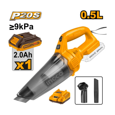 ASPIRADORA INGCO INALÁMBRICA 20V P/AUTO C/CARGADOR RÁPIDO #CVLI20126 (C)1