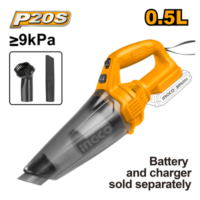 ASPIRADORA INGCO INALÁMBRICA 20V P/AUTO S/CARGADOR S/BATERÍA #CVLI2012611