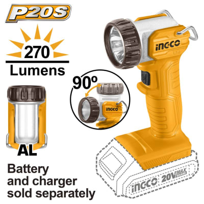 Lampara Led Industrial Inalambrica 20V S/Bateria, S/Cargador INGCO#CWLI20381