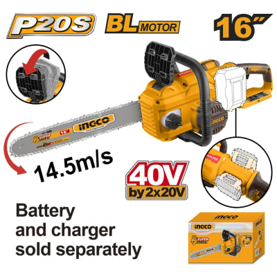 MOTOSIERRA 16'' INALAMBRICA 20V S/BATERIA Y S/CARGADOR BARRA INGCO#CGSLI401681
