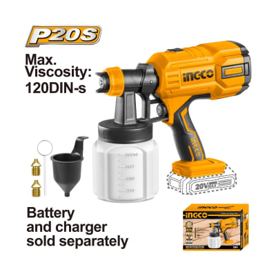 PISTOLA PINTAR INALAMBRICA 20V 800 ML S/BATERIA INGCO#CSGLI20031