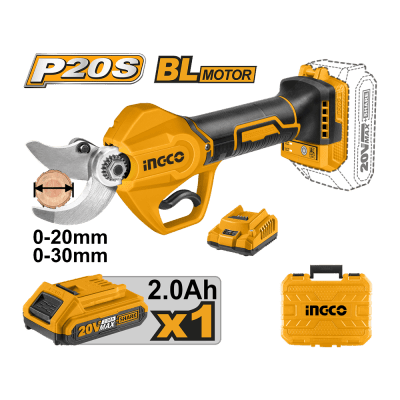 TIJERA DE PODAR INALÁMBRICA INGCO 20V C/BATERÍA Y CARGADOR #CSSLI2030831