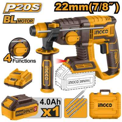 ROTOMARTILLO INGCO INALAMB. 20V 1 BAT. 4.0AH Y CARGADOR #CRHLI202081 (C)1