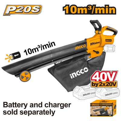 SOPLADOR ASPIRADOR INALAMB.40V S/BAT.S/CARGADOR INGCO#CABLI20031
