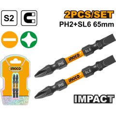 PUNTA INGCO IMPACTO PH2+SL6 65MM JGO.2 PZS # SDBIM72HL6651
