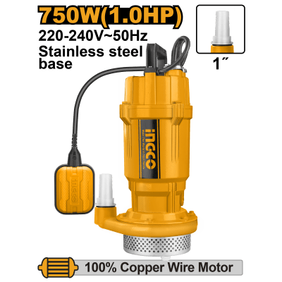 BOMBA SUMERGIBLE INGCO METÁLICA 750 WATTS - 1,0 HP #SPC75081