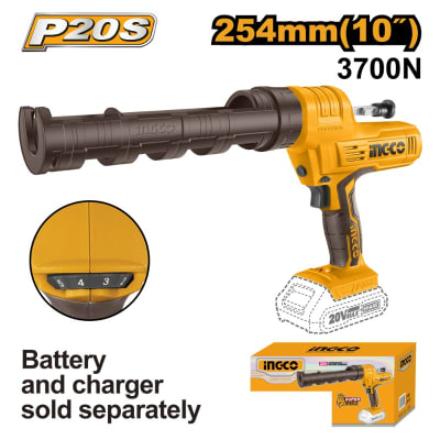 PISTOLA CALAFATERA INDUSTRIAL INALAMB.20V S/BATERIA Y S/CARGADOR INGCO#CCGLI20011
