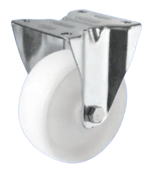 RUEDA NYLON BLANCA BASE FIJA 100 MM (4