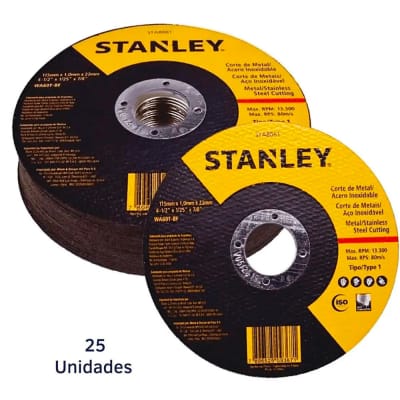 DISCO DE CORTE STANLEY PACK 25 UNIDADES DE 4.1/2 X 1MM2