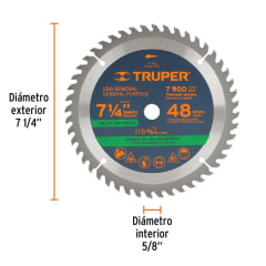 SIERRA CIRCULAR TRUPER DTE. CARBURO TUNGST. 7.1/4' X 48 DTS #ST-748