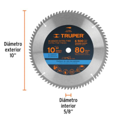 SIERRA CIRCULAR TRUPER P/ALUMINIO 10' X 80 DTS. #ST-1080A