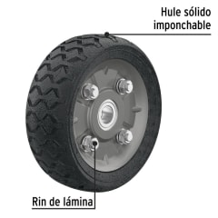 RUEDA P/CARRO T/ YEGUA COMPLETA PRETUL (TRUPER) IMPONCHABLE 6'' # RD-62