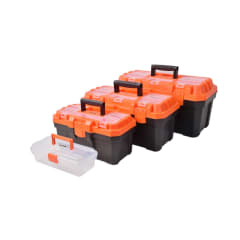 CAJA HERRAMIENTAS PLÁSTICA TACTIX #320118 - JUEGO 4 EN 1