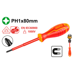 ATORNILLADOR INGCO ELÉCTRICO AISLADO 1000V PH1 X 80 MM # HISD81PH180