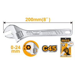 LLAVE FRANCESA INGCO CROMADA 8'' # HADW131082