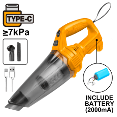 ASPIRADORA INGCO INALÁMBRICA 11,1V P/AUTO C/CARGADOR USB # CVLI2026