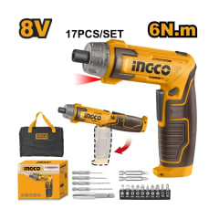 ATORNILLADOR INALÁMBRICO INGCO 8V CARGA USB - 17 ACCESORIOS #CSDLI0802
